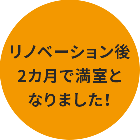 リノベーション後2カ月で満室となりました！